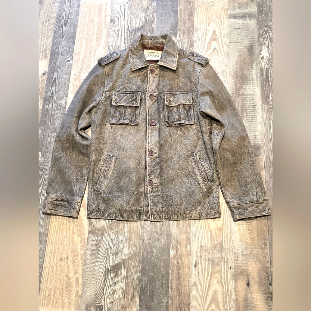 Vintage GUESS JEANS Genuine Distressed Leather Jacket 1990's Y2K